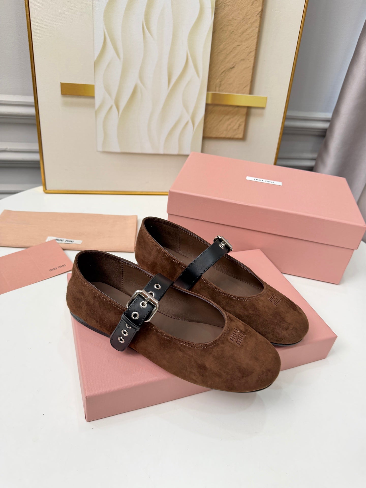 Miumiu 2026 Ballet Flats Suede Sheepskin 956925