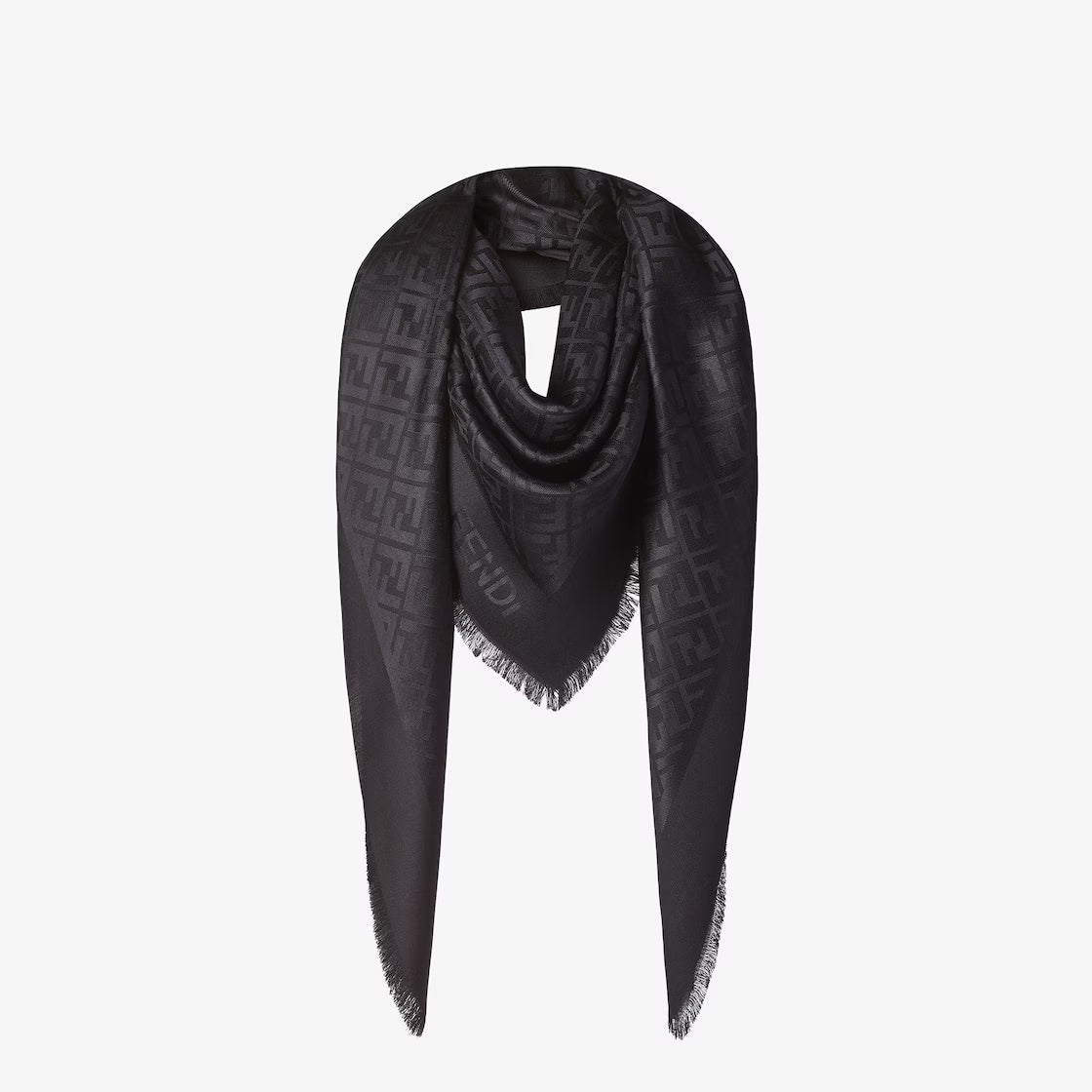 Fendi 2026 FF Shawl Scarf Black Silk