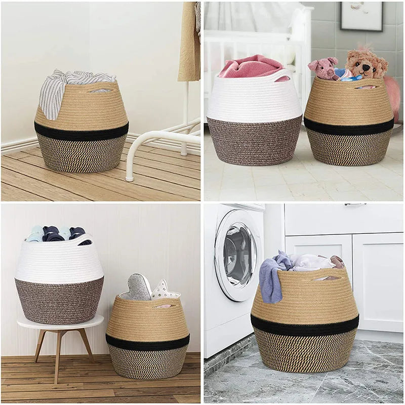 Woven Cotton Laundry Basket