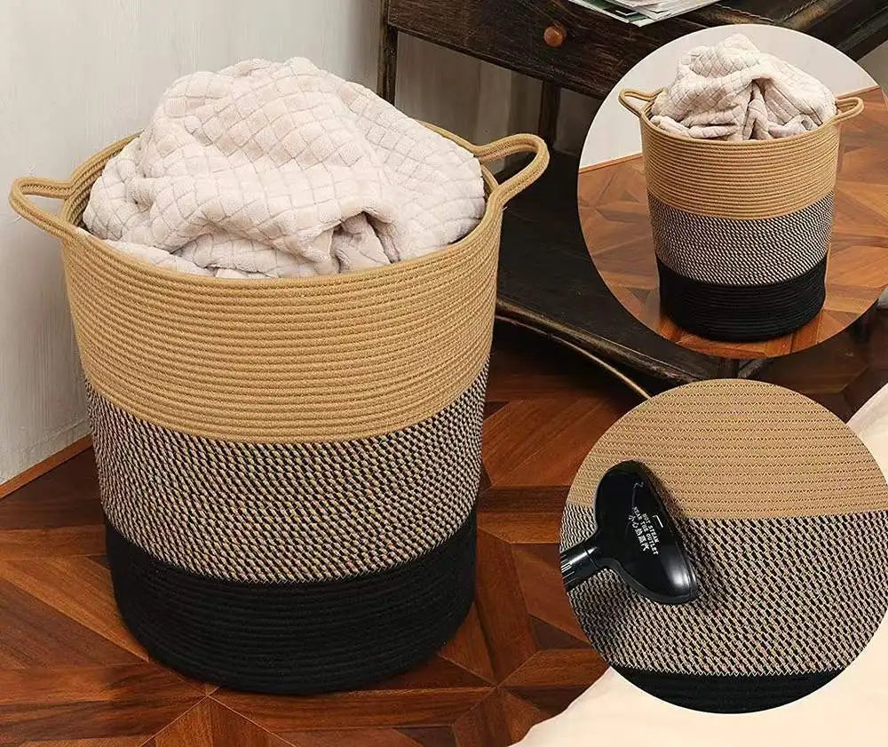 Woven Cotton Laundry Basket