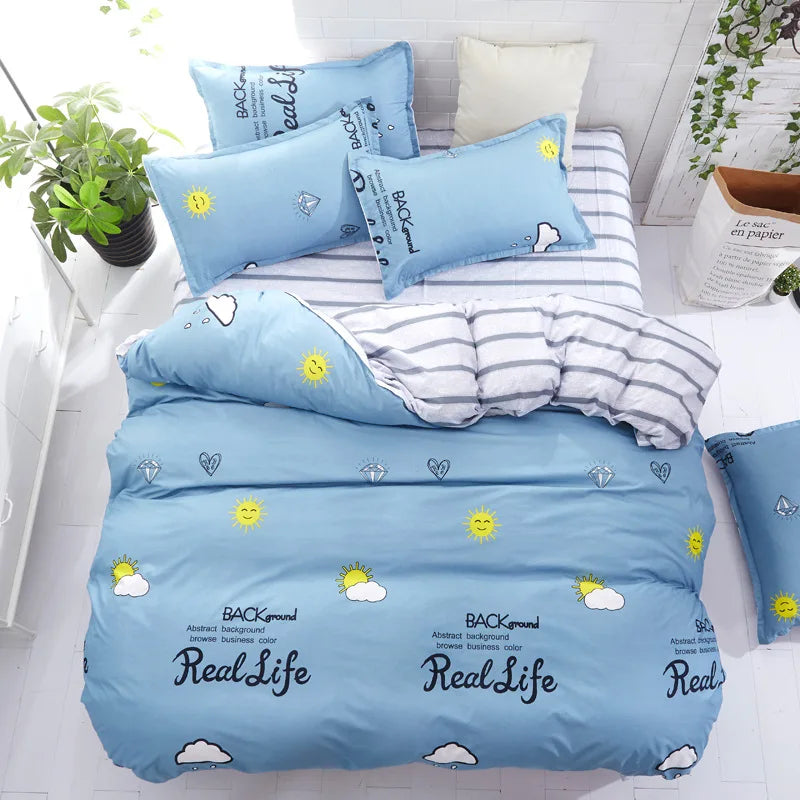 Classic Bedding Set 5 Size Summer Bed Linen 3pcs/4pcs Set Duvet Cover Set