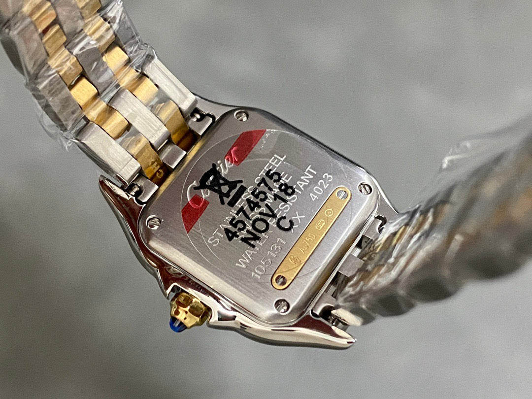 PANTHERE DE CARTIE 22MM QUARTZ GOLD STEEL WHITE DIAL BEST VERSION