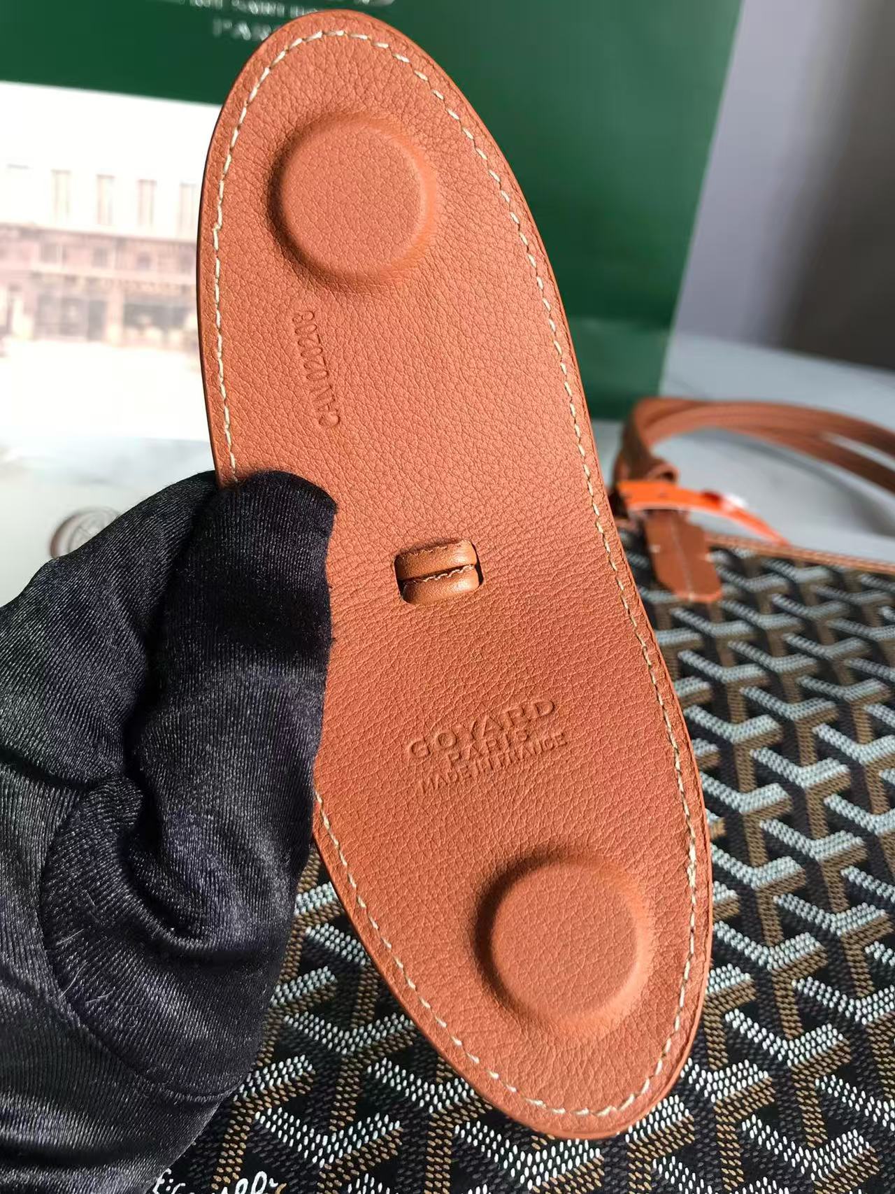SAINT LOUIS PM 34 IN BLACK GOYARDINE CANVAS AND TAN CALFSKIN