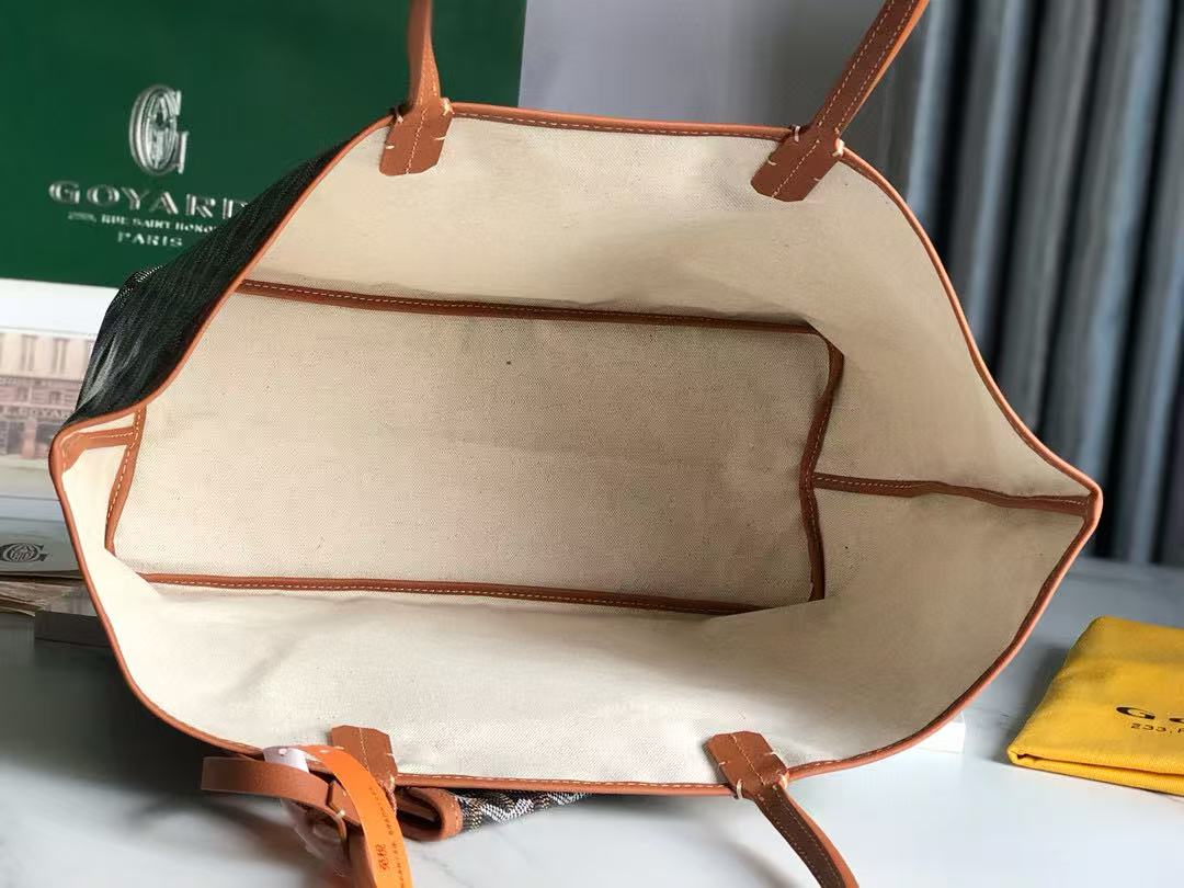 SAINT LOUIS PM 34 IN BLACK GOYARDINE CANVAS AND TAN CALFSKIN