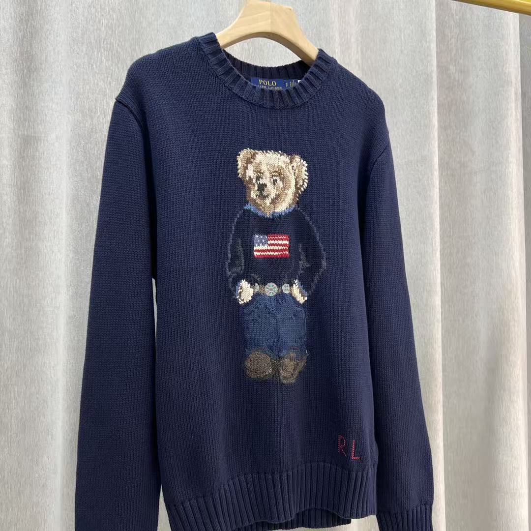 Polo Ralph Lauren Bear Sweat Navy Blue Cotton