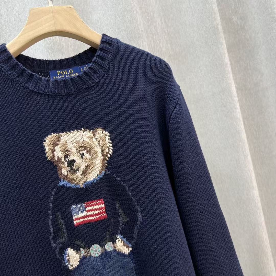 Polo Ralph Lauren Bear Sweat Navy Blue Cotton