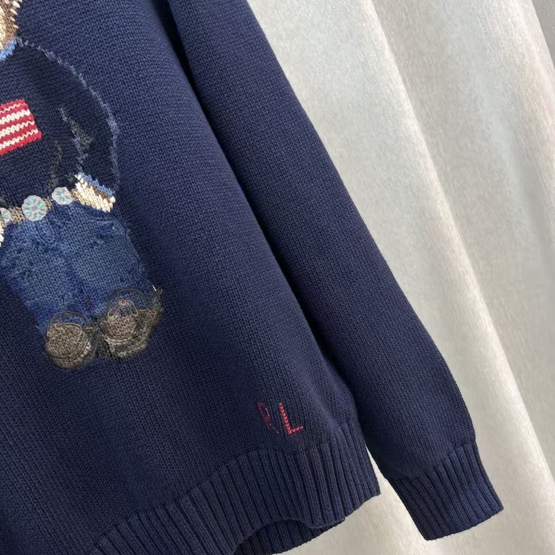 Polo Ralph Lauren Bear Sweat Navy Blue Cotton