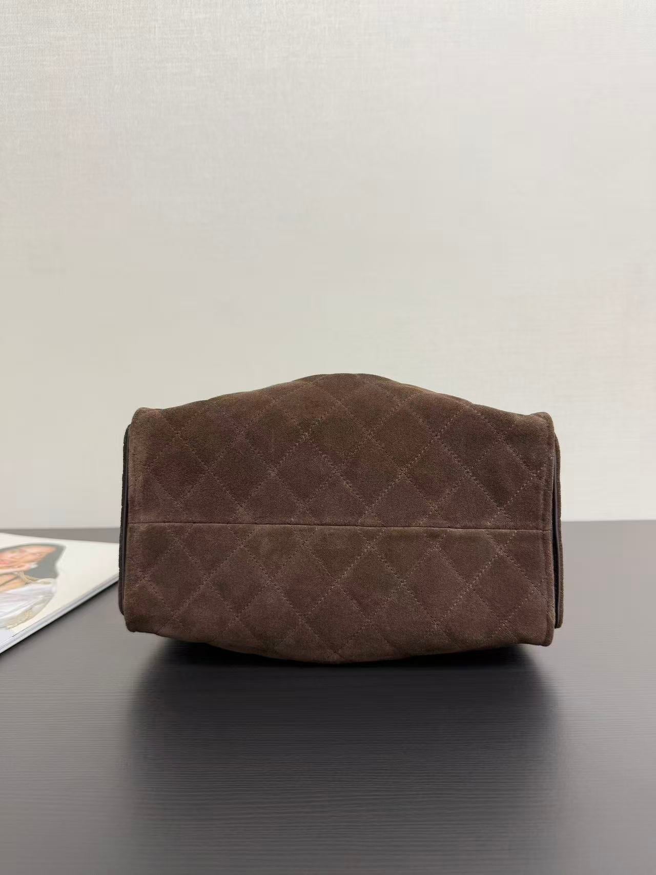 CC 25s Hobo Bag Brown Gold Suede