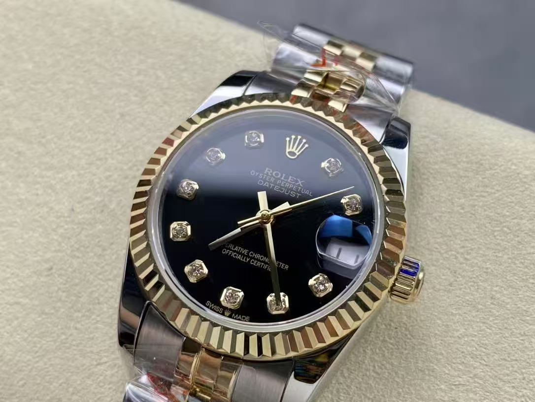 Rolex Datejust 2-Tone Jubilee Black Diamond Dial