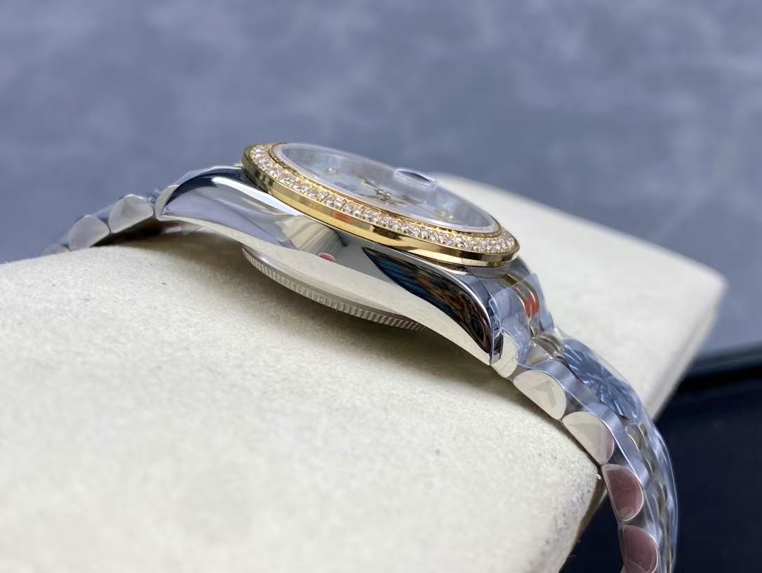 Datejust 31mm Gold Steel Diamond Bezel White Mop Dial