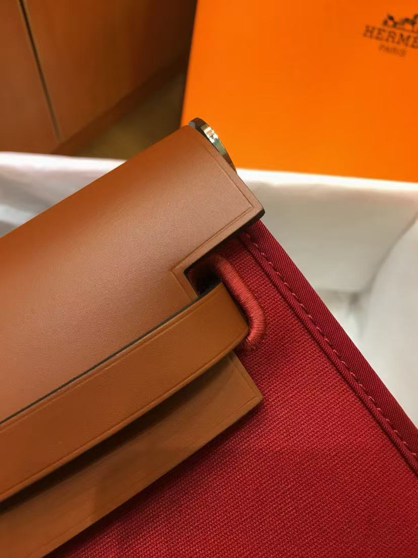 HM 2025 Herbag Zip 31 Dark Red Brown Leather Canvas