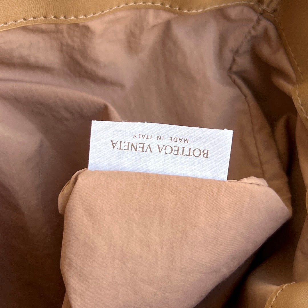 Bottega Veneta 2025 Dustbag Clutch Bag Pale Brown Calfskin