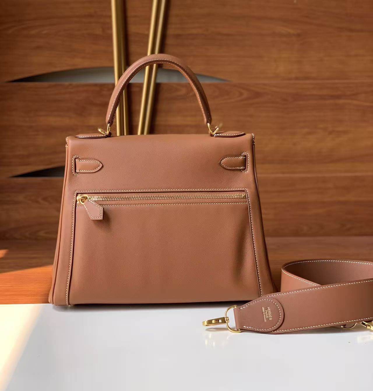 Hermes 2026 Kelly Lakis 2-way Bag Brown Leather