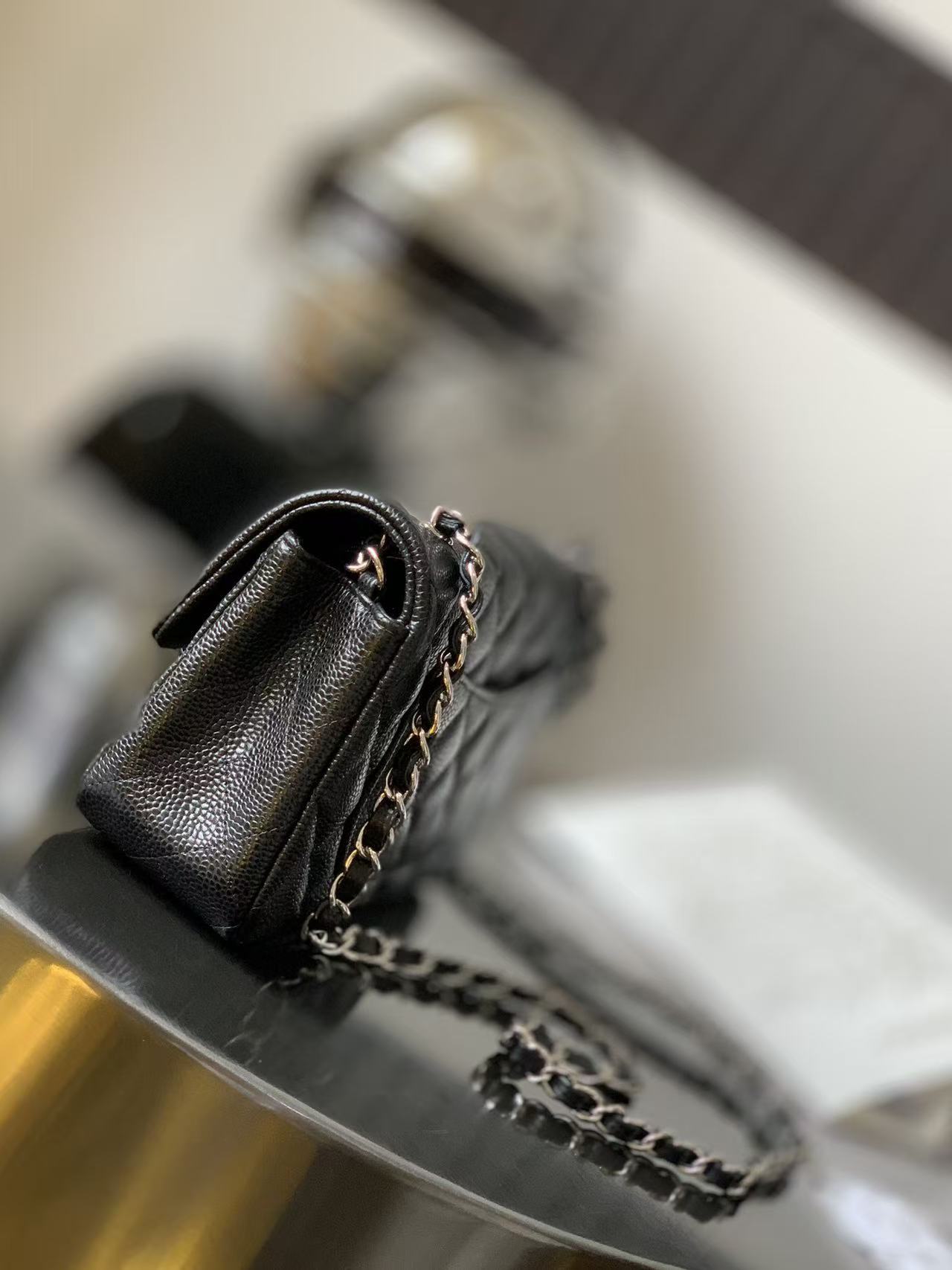 Chanel 2026 Flap Bag 20cm Black Caviar Leather with Silver Hardware