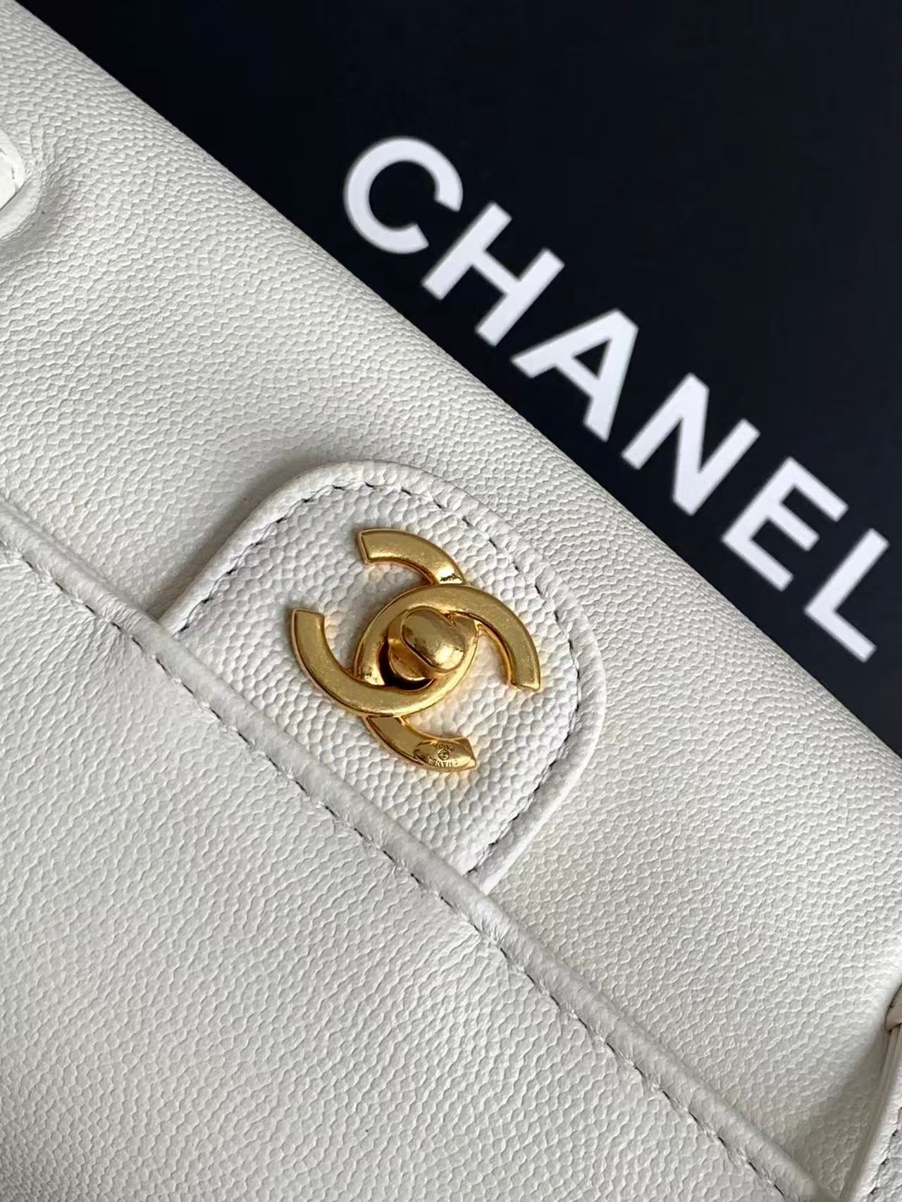 Chanel 2026 Bowling Ball Cylinder Bag White Caviar Leather