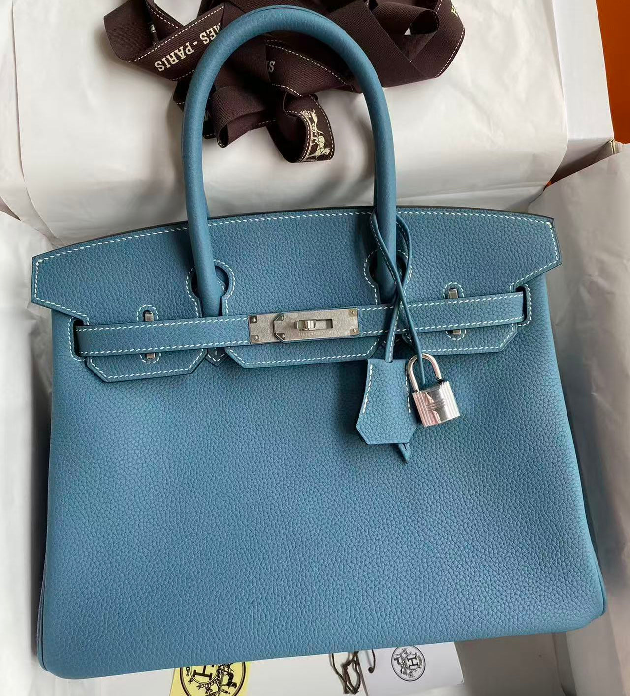 HM Birkin Bag Blue Togo Leather Silver Hardware