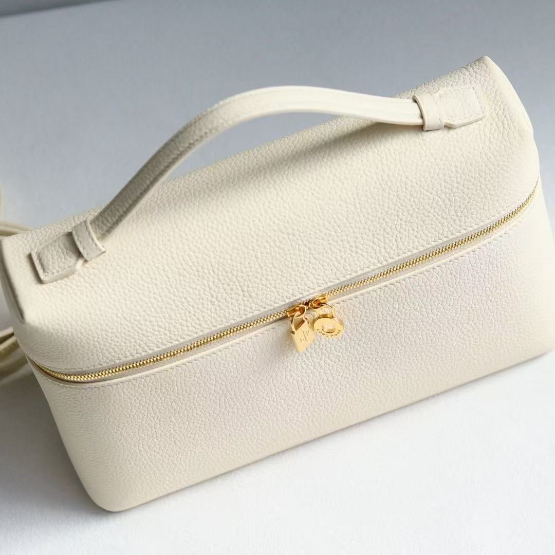 Loro Piana Extra Pocket Bag 27cm White Calfskin