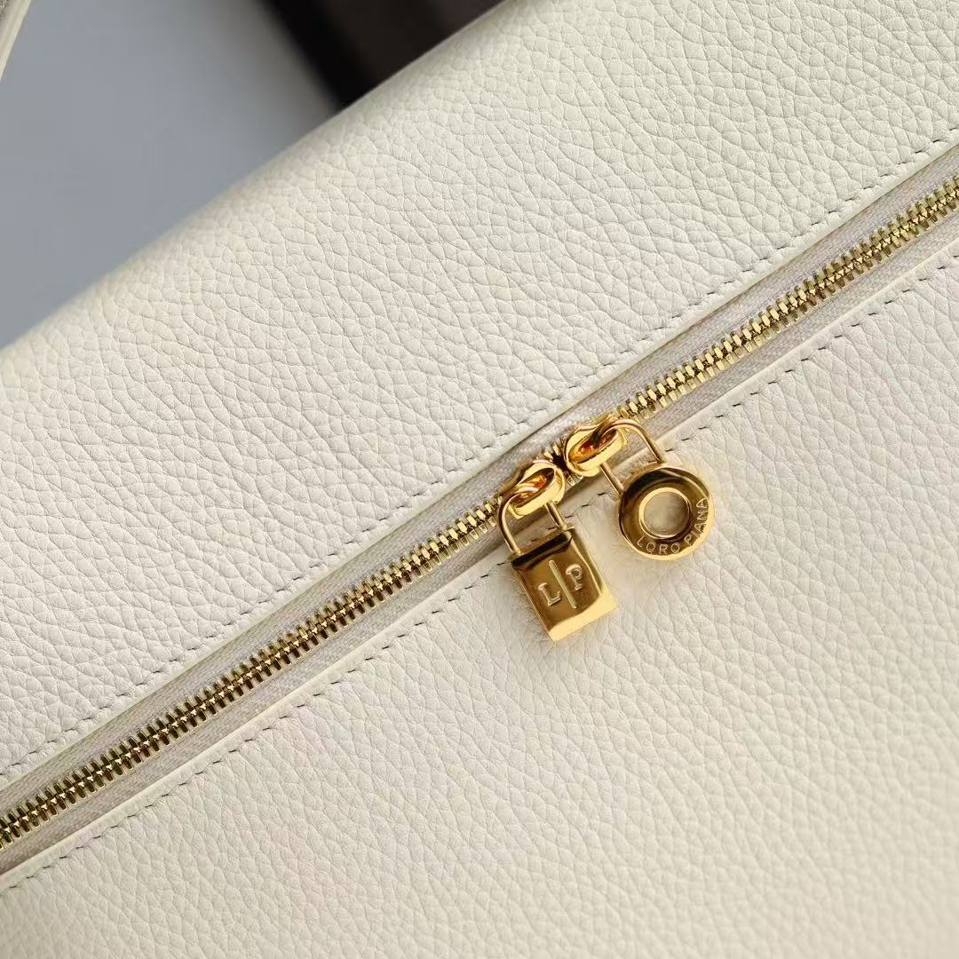 Loro Piana Extra Pocket Bag 27cm White Calfskin