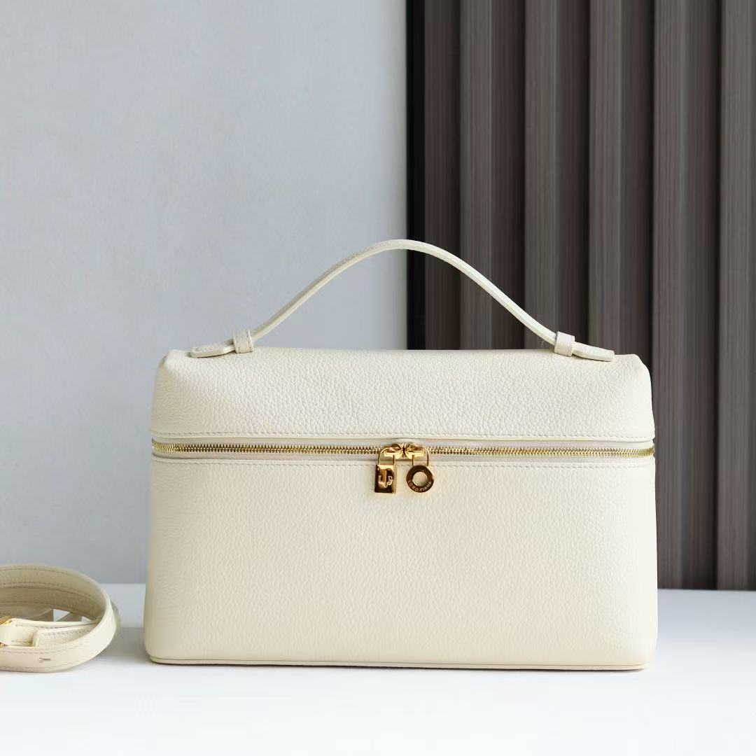 Loro Piana Extra Pocket Bag 27cm White Calfskin