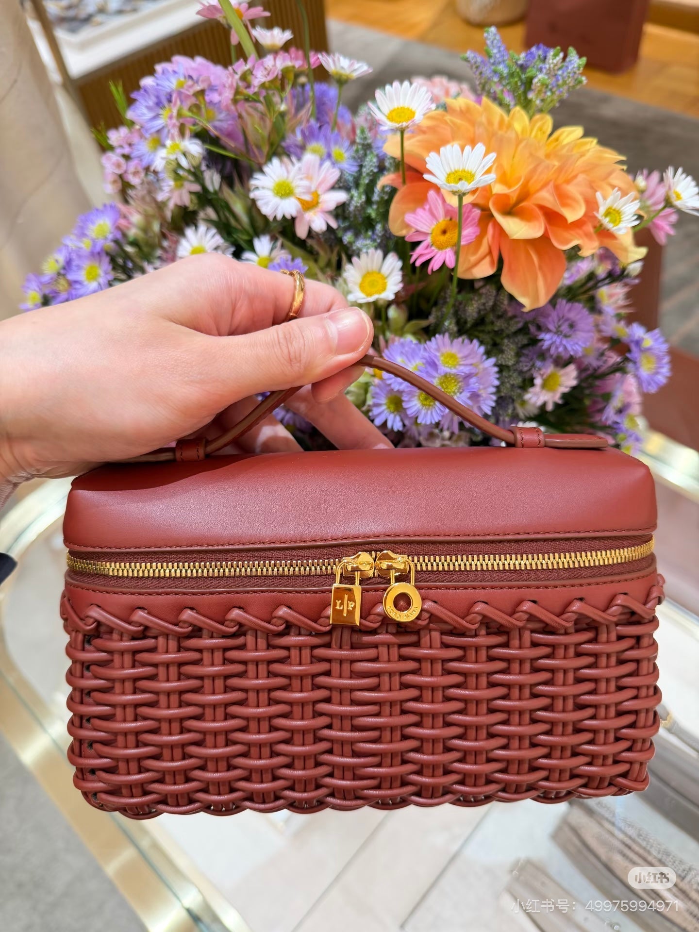 Loro Piana 2026 Extra Pocket 20cm Rust Brown Calfskin