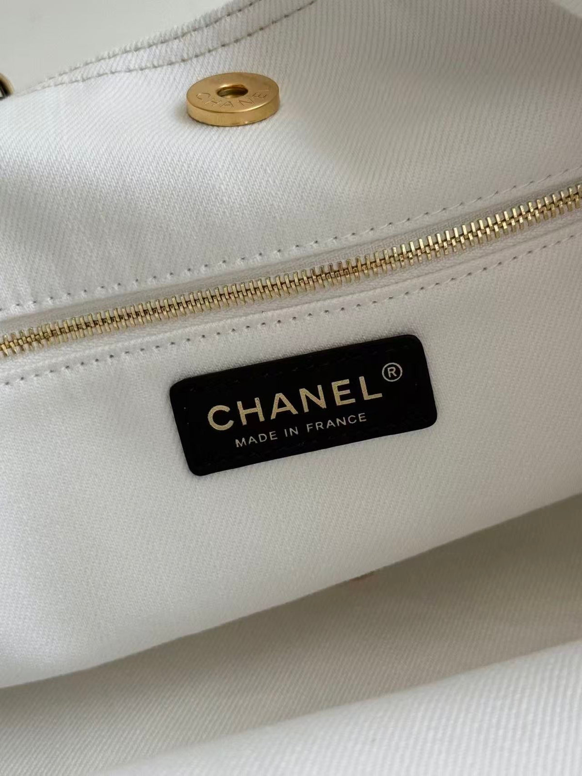 Chanel 2026 Bag 43cm White Black Denim Leather