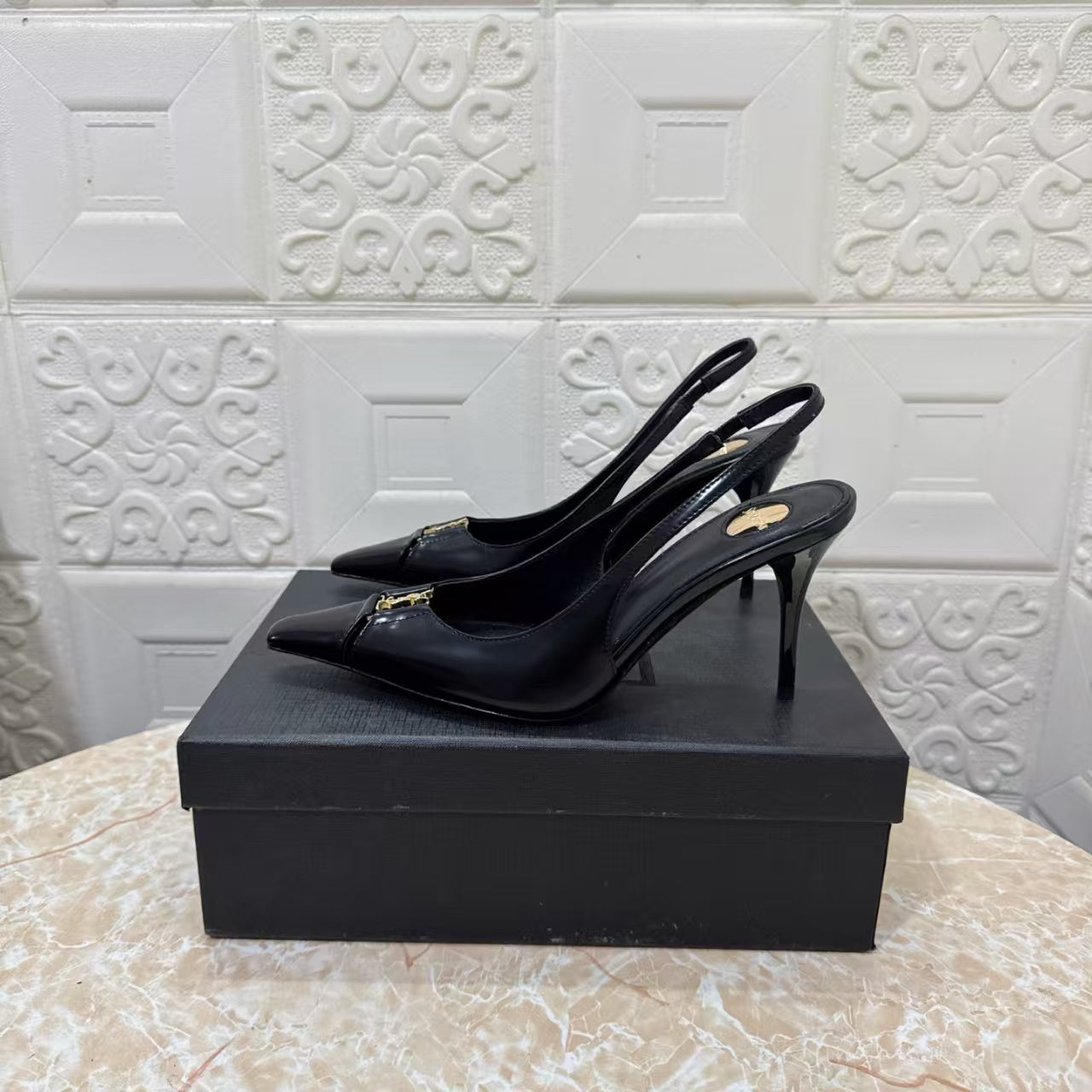 Saint Laurent 2026 Babylone Slingback 90mm Sheepskin