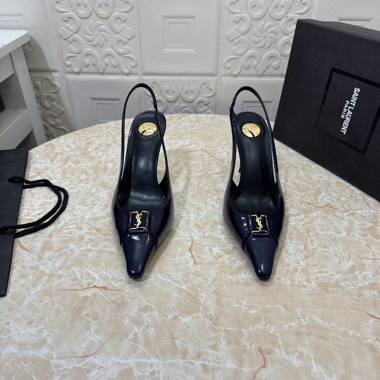 Saint Laurent 2026 Babylone Slingback 90mm Sheepskin