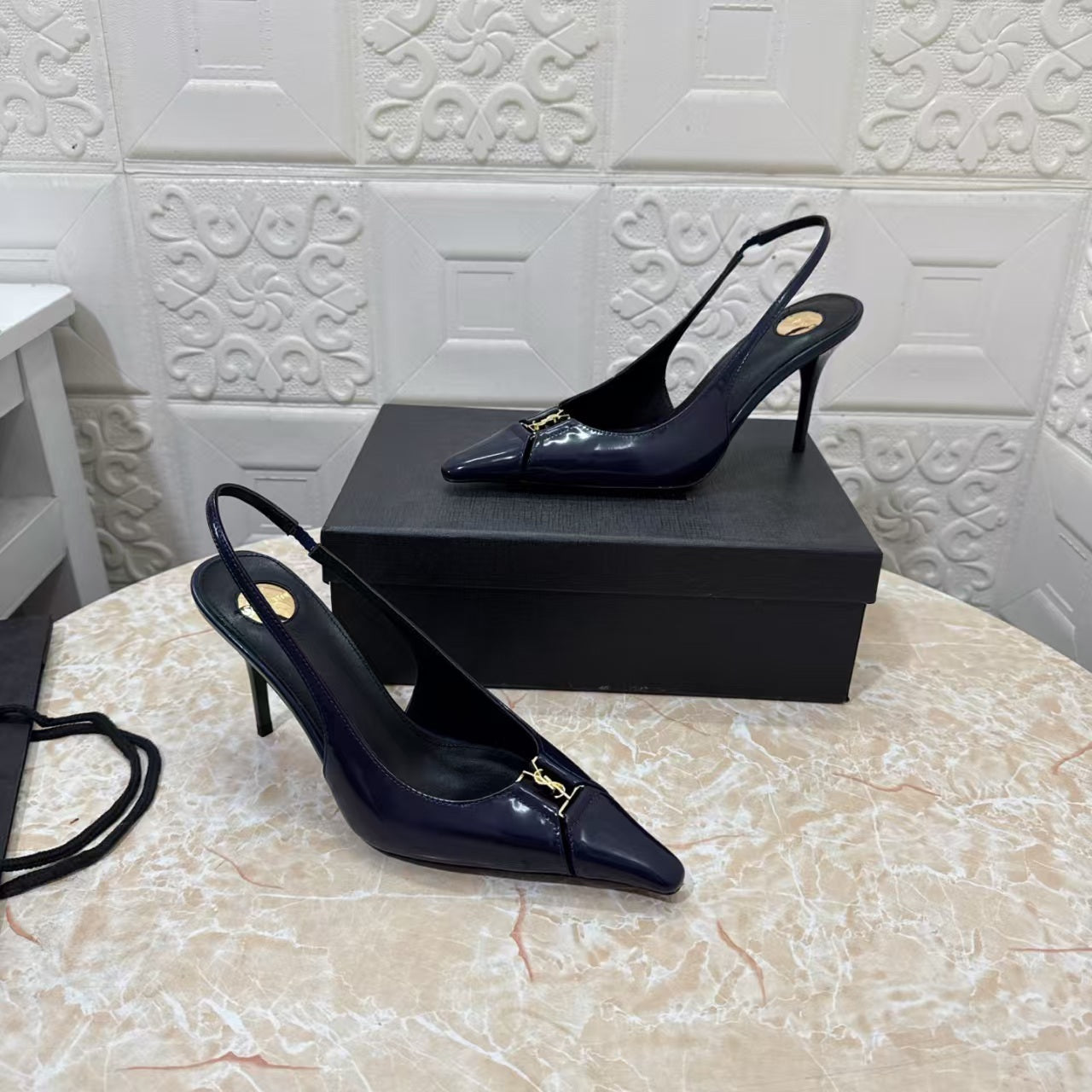 Saint Laurent 2026 Babylone Slingback 90mm Sheepskin