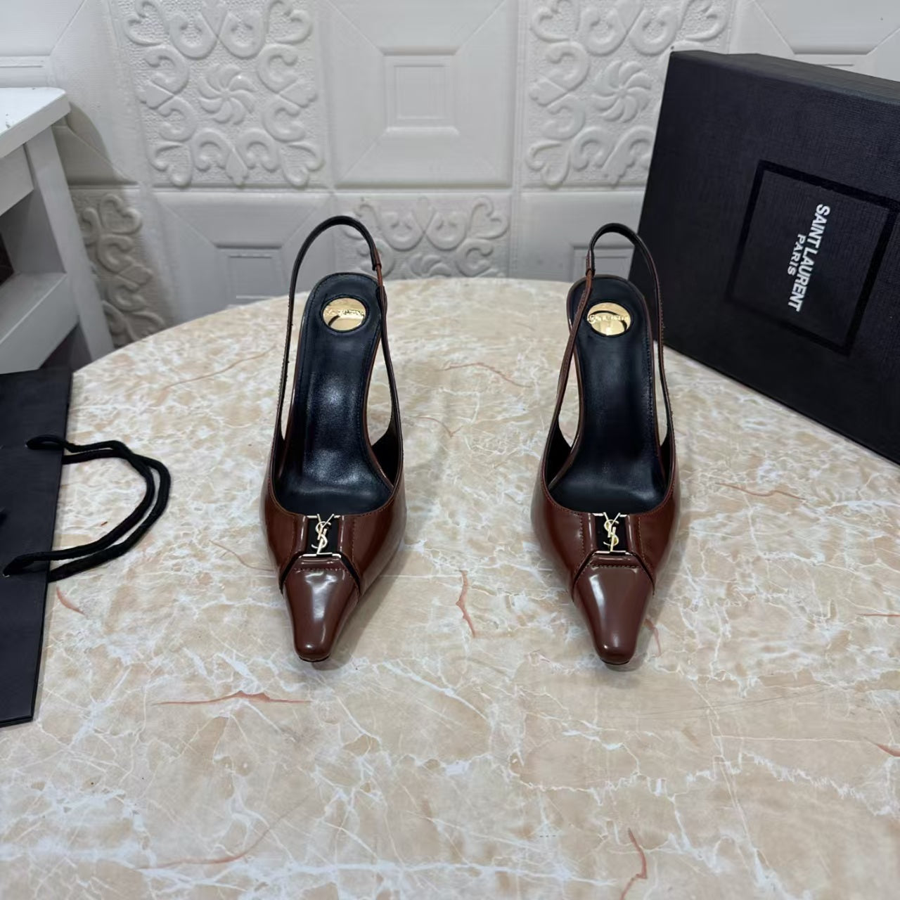 Saint Laurent 2026 Babylone Slingback 90mm Sheepskin