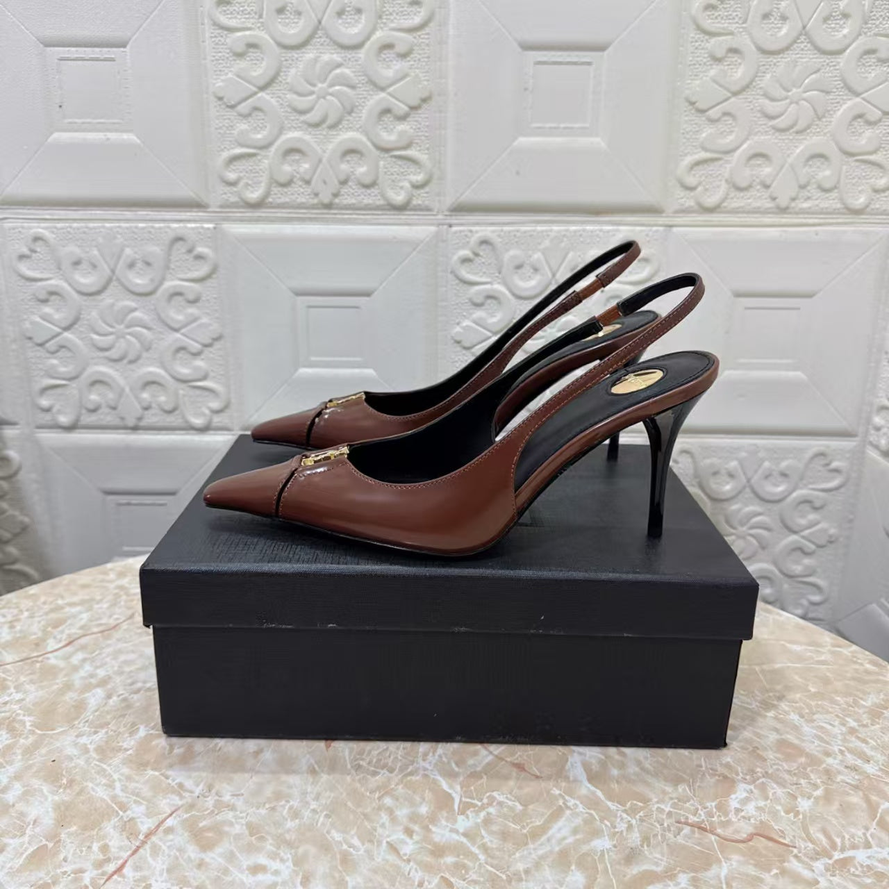 Saint Laurent 2026 Babylone Slingback 90mm Sheepskin