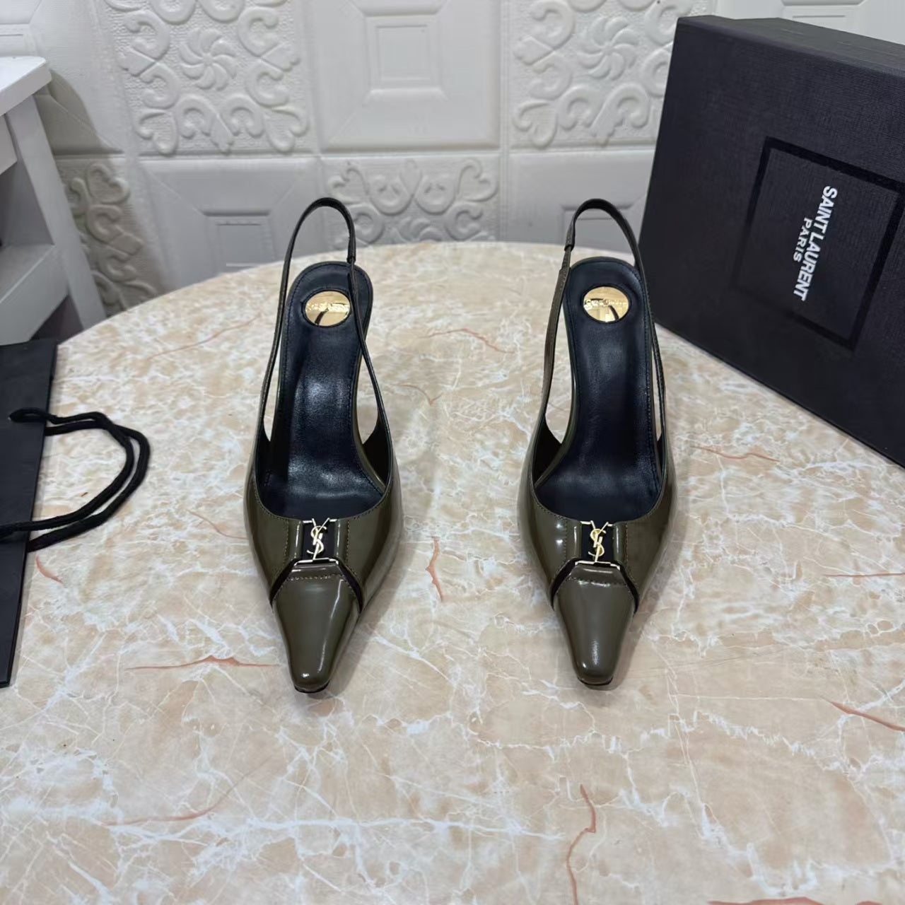 Saint Laurent 2026 Babylone Slingback 90mm Sheepskin