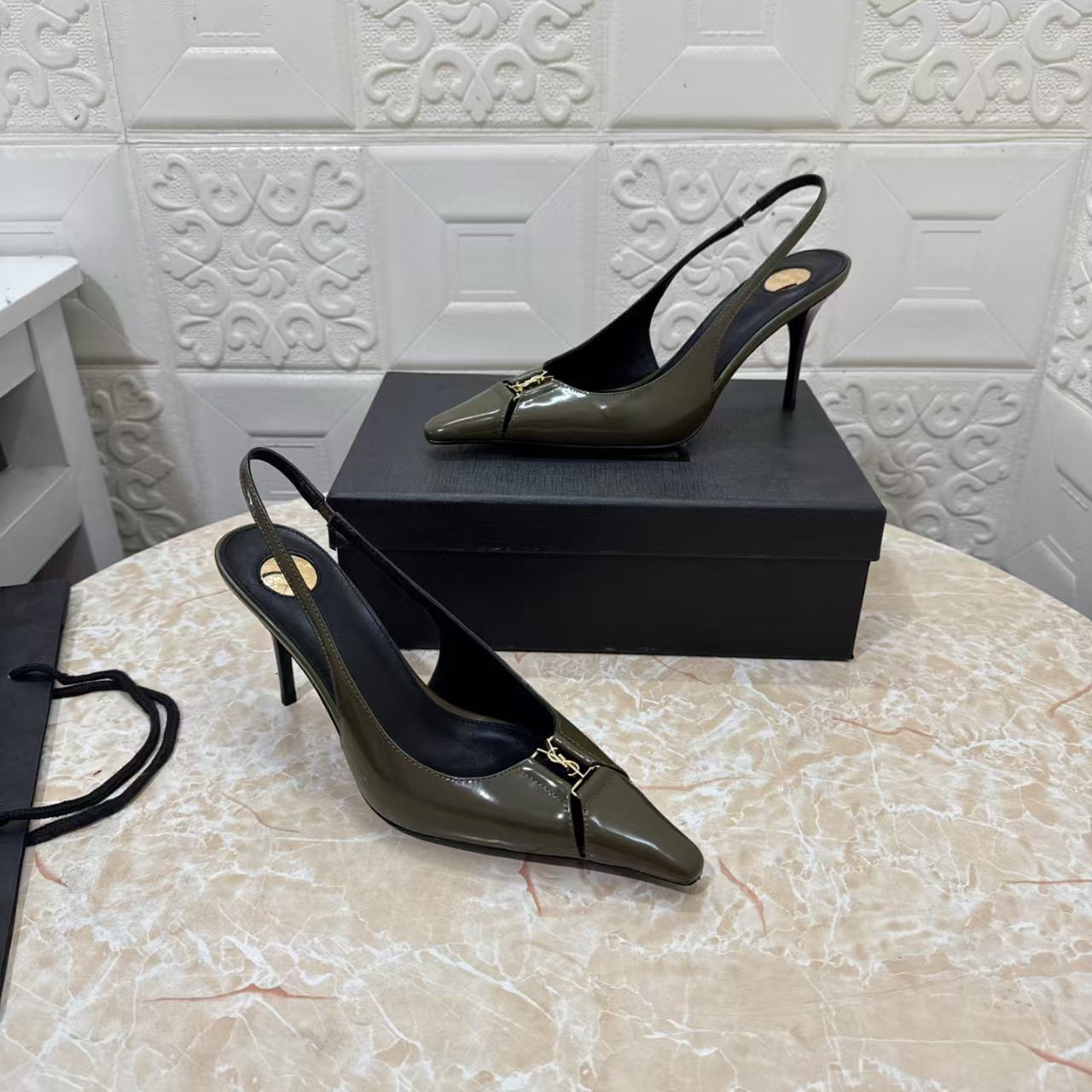 Saint Laurent 2026 Babylone Slingback 90mm Sheepskin