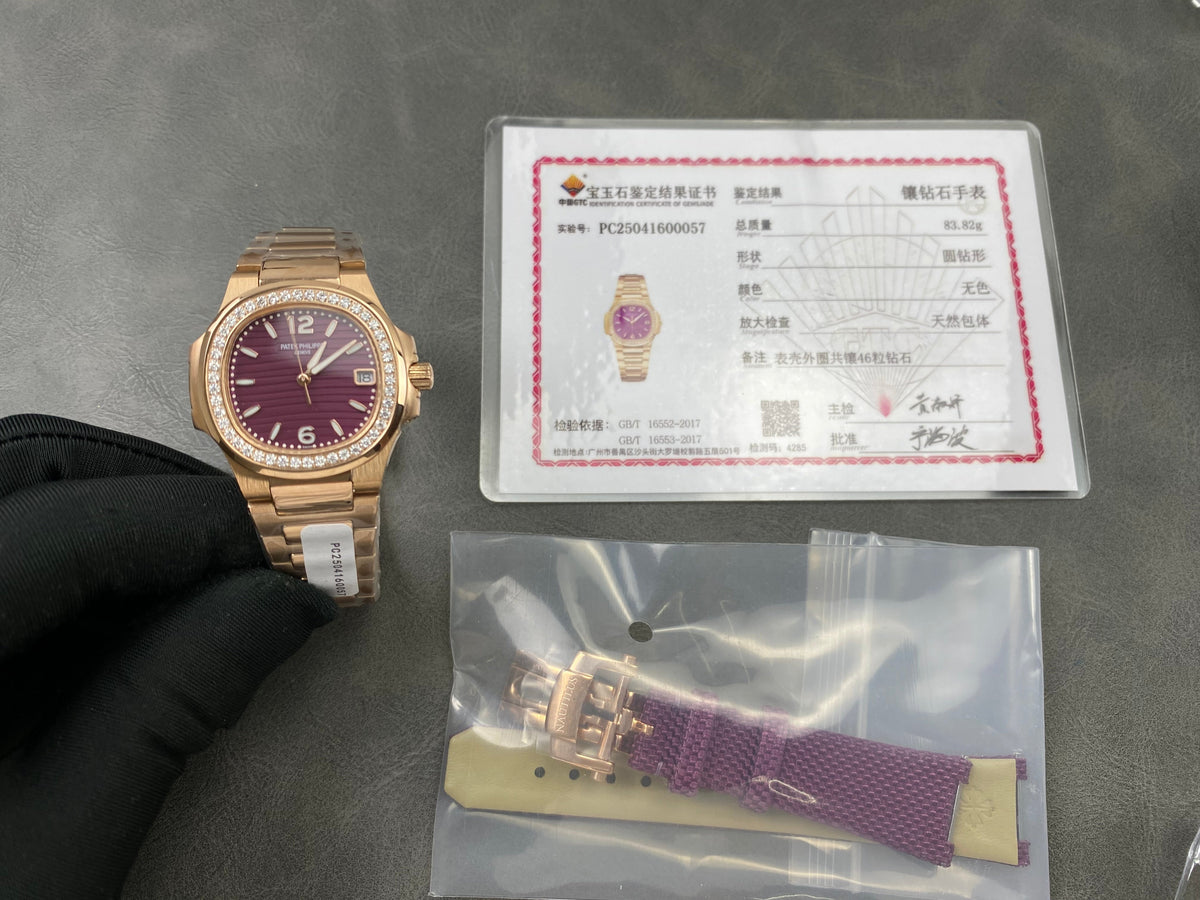 PATEK Nautilus 32mm Pink Gold Pink Dial