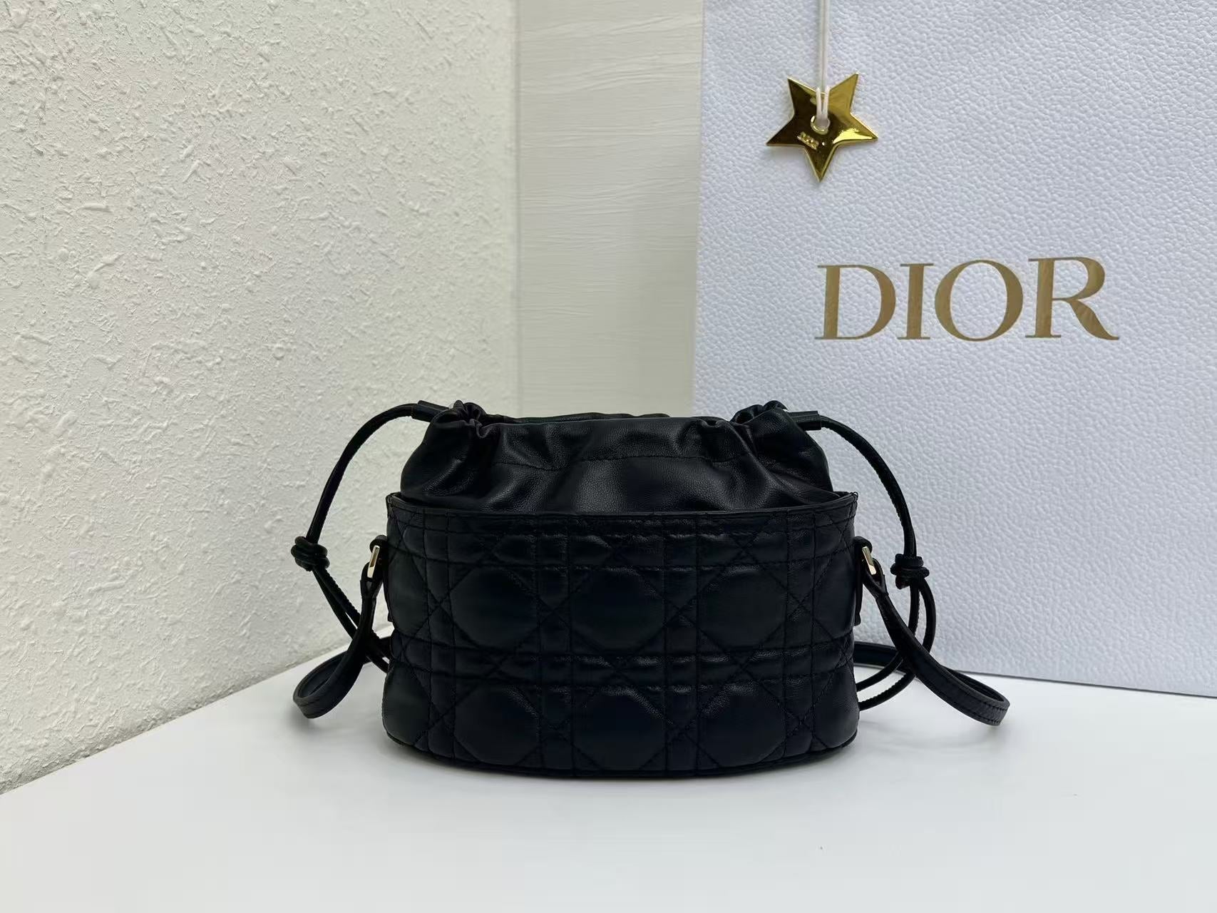 Dior 2026 Mini DiorTravel Bucket Bag 22cm Fabric Lambskin