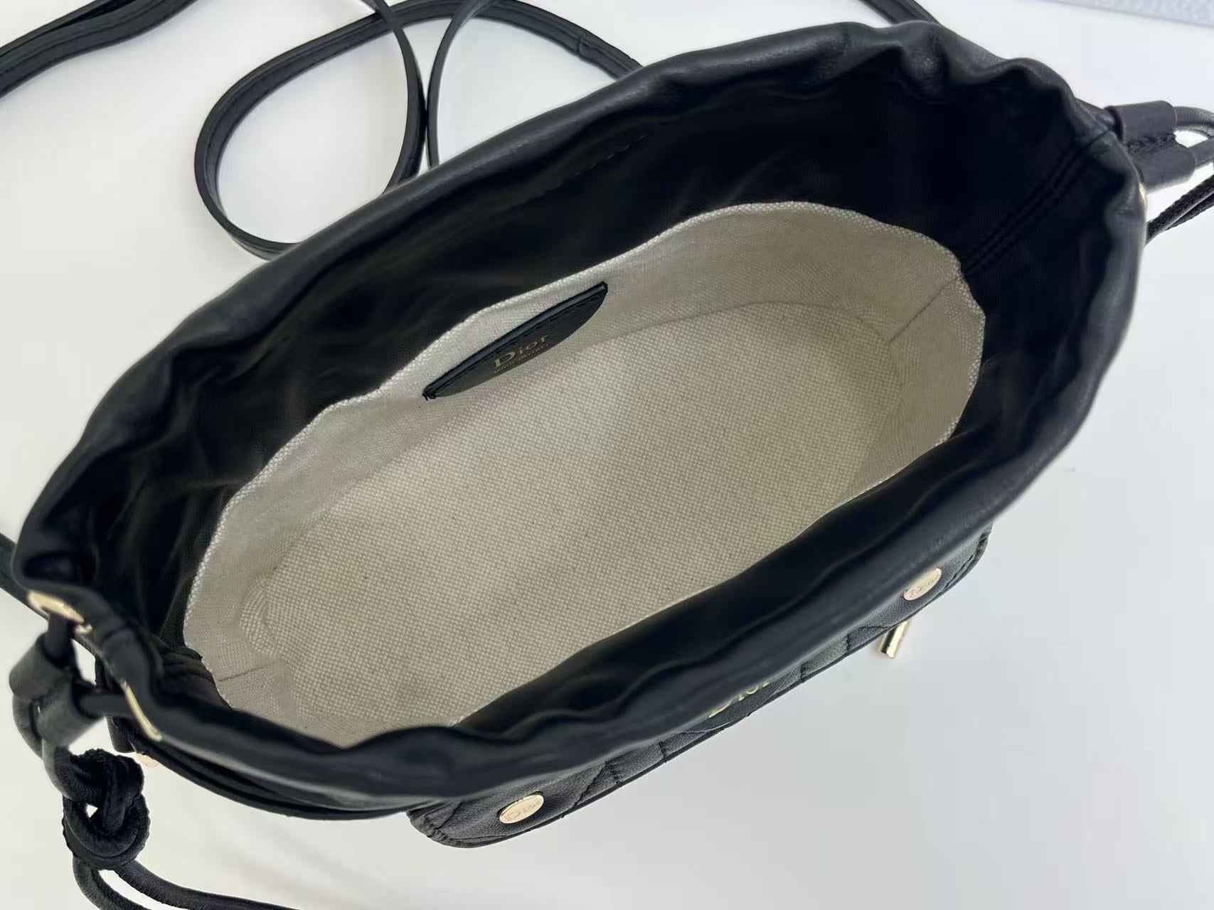 Dior 2026 Mini DiorTravel Bucket Bag 22cm Fabric Lambskin