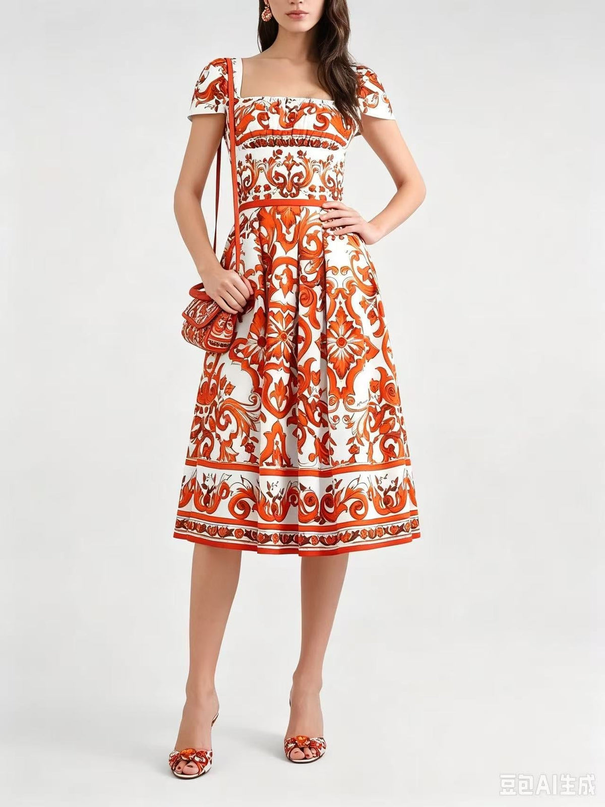Dolce & Gabbana 2026 Majolica-print Poplin Dress Multicolors Cotton