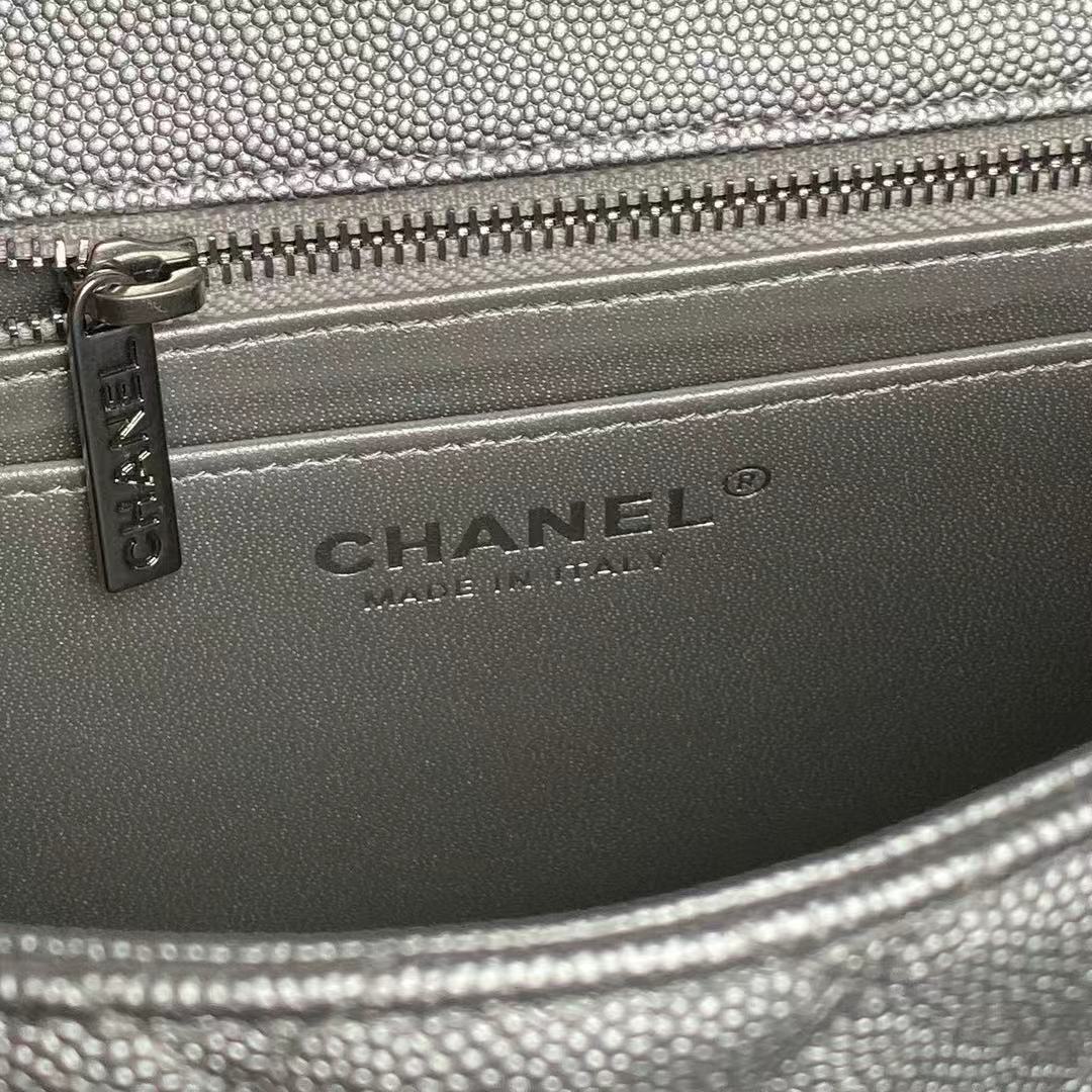 Chanel 2026 Classic Flap Bag 23.5cm Silver Grained Cowhide