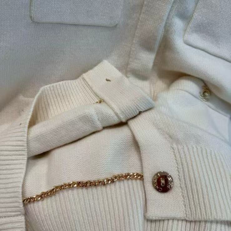 Chanel 2026 Knitted Cardigan Black And White Wool
