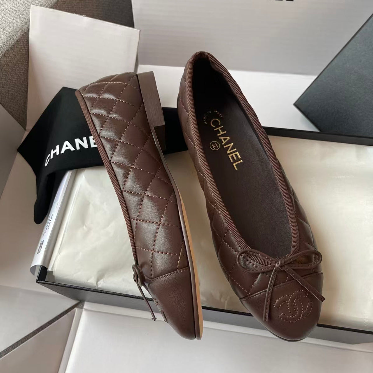 Chanel 2026 Shoe Brown Chocolate Suede Lambskin