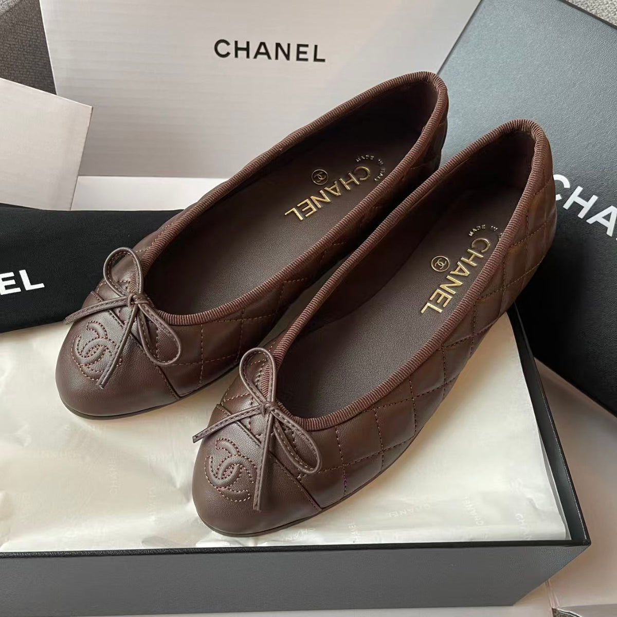 Chanel 2026 Shoe Brown Chocolate Suede Lambskin