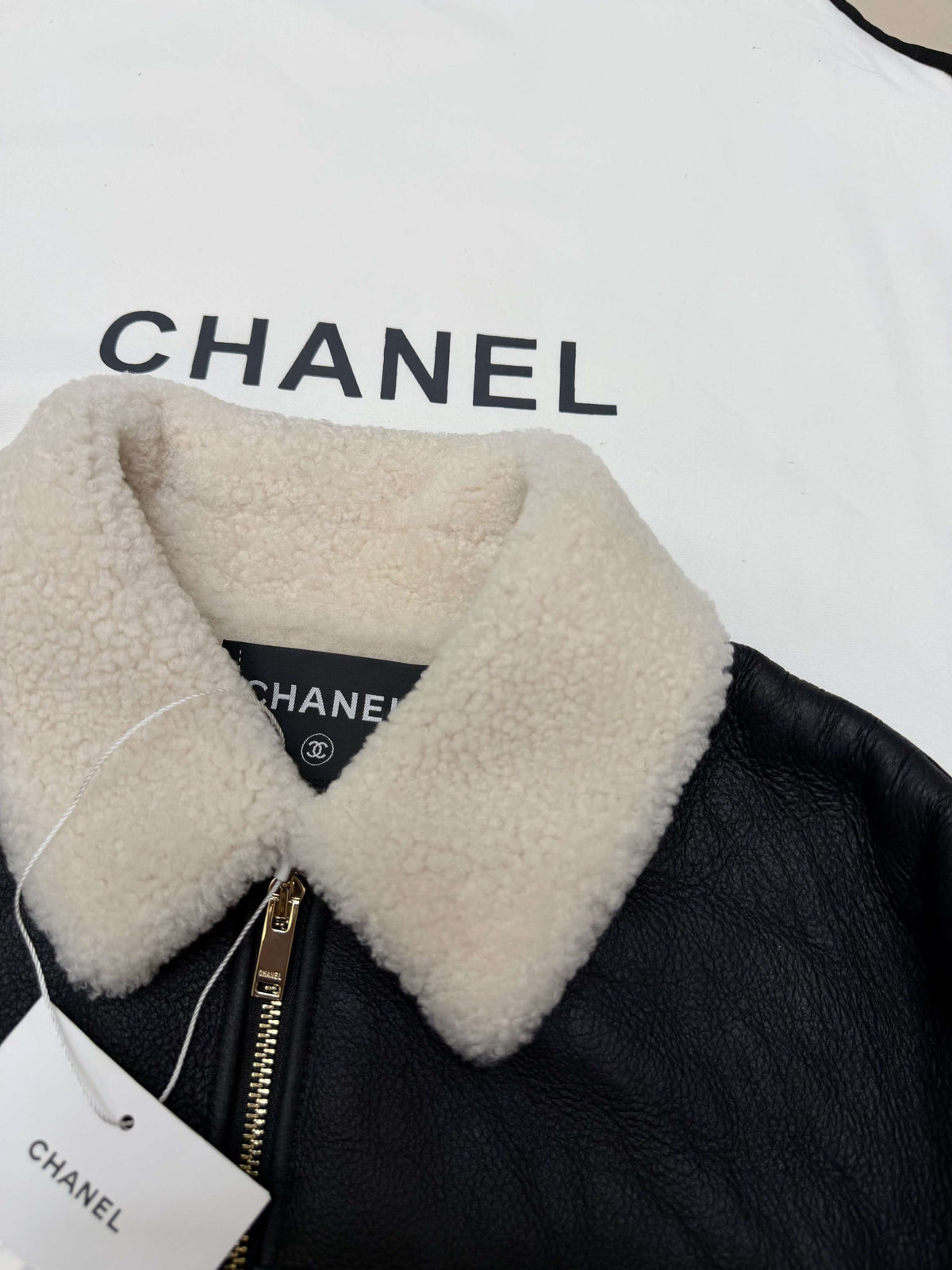 Chanel 2026 Jacket Black Leather With Fur Trim
