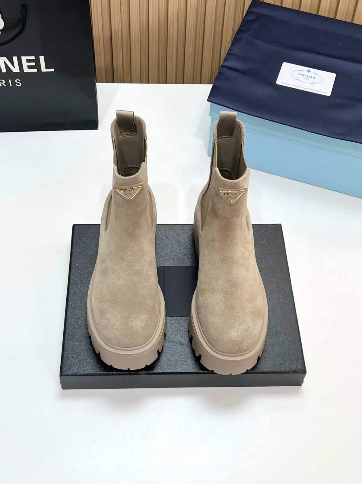 Prada 2026 Monolith Brushed Boot Suede Leather