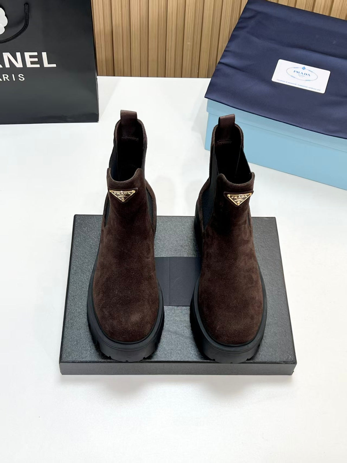 Prada 2026 Monolith Brushed Boot Suede Leather