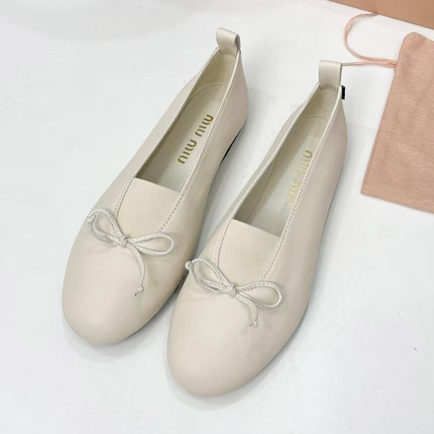 Miu Miu 2026 Élan Bow Ballet Flat Nappa Leather