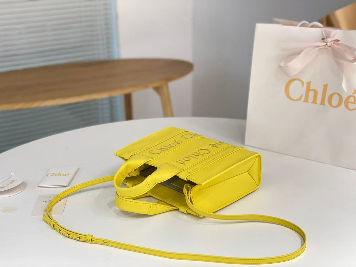 Chloe 2026 Woody Tote Bag Yellow Leather