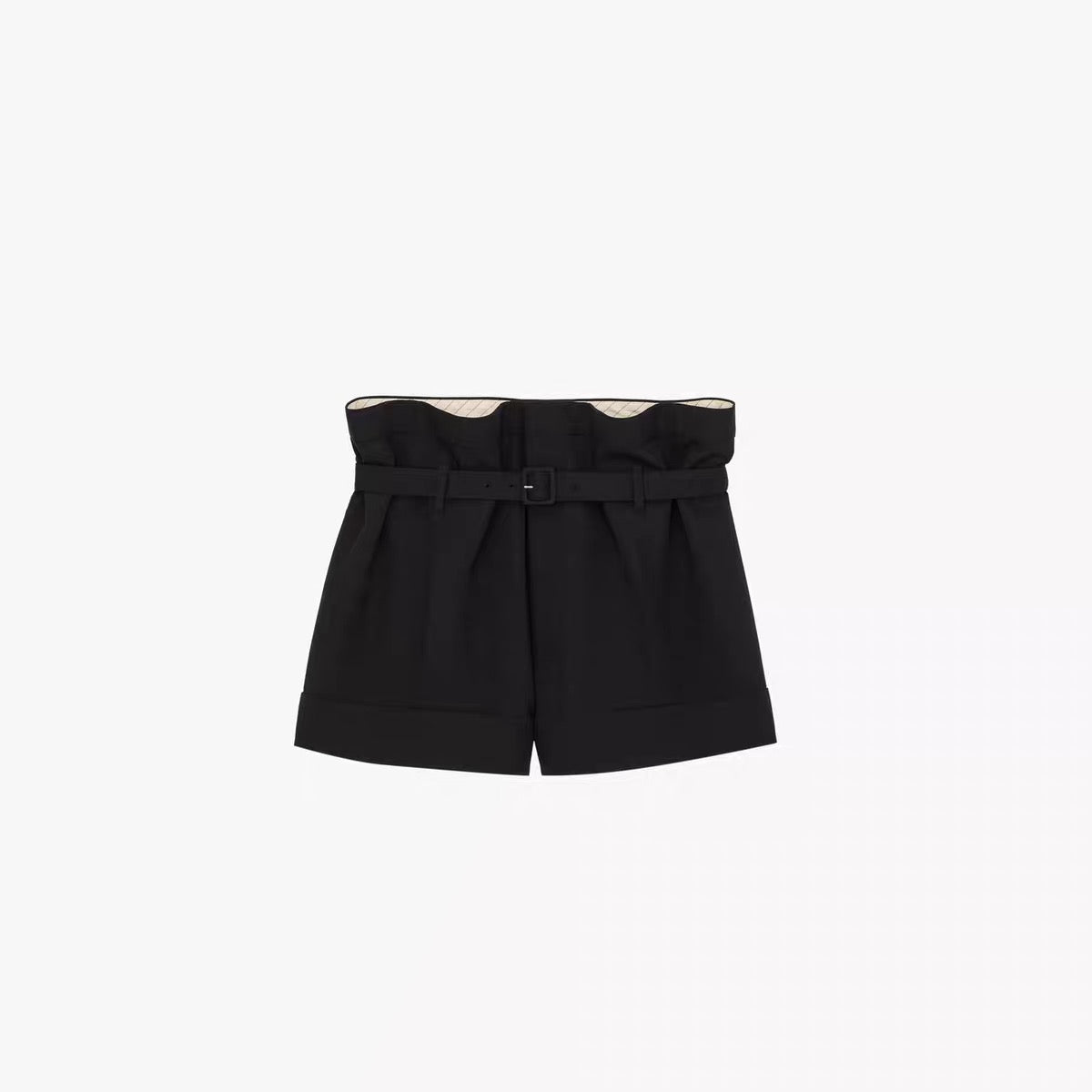 Saint Laurent 2026 Belted Mohair Shorts Black Fabric