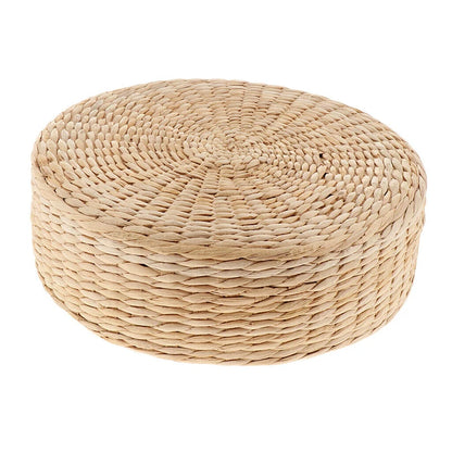 Straw Pouf Seat Mat Meditation Ottoman Home Decor Cushion Buckwheat Floor Seat Cushion Rustic Floor Cushion