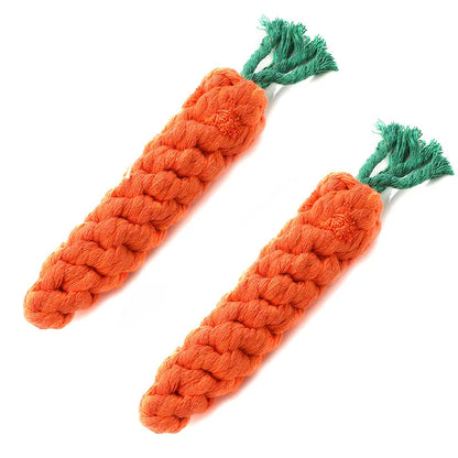 Chew Toy for Small Dogs and Cats - Cleaning Teeth Pet Toys - Cotton Rope Carrot-Shaped Bite Resistant Playing Accessories