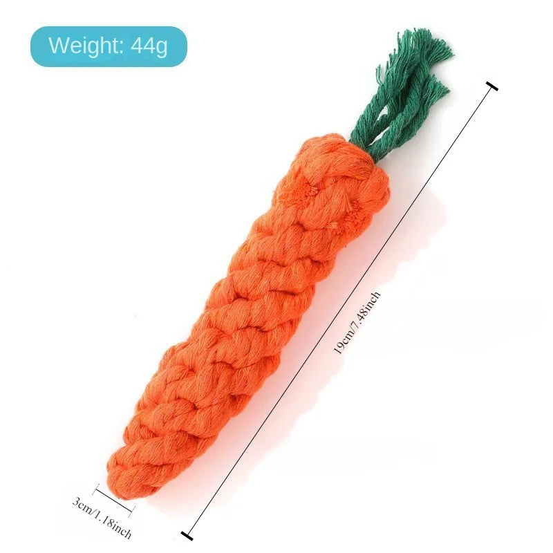 Chew Toy for Small Dogs and Cats - Cleaning Teeth Pet Toys - Cotton Rope Carrot-Shaped Bite Resistant Playing Accessories