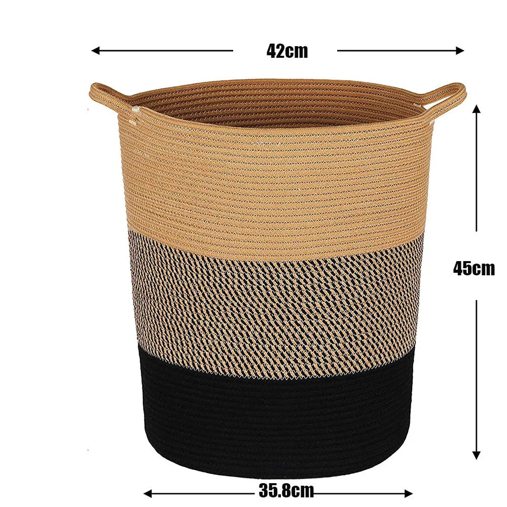 Woven Storage Basket Cotton Rope Clothes Storage Basket Dirty Clothes Basket Dirty Clothes Basket Basket